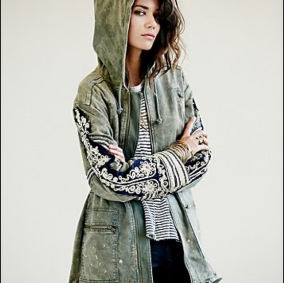 Free People Jackets & Blazers - Free People Golden Quills Military Parka, Small